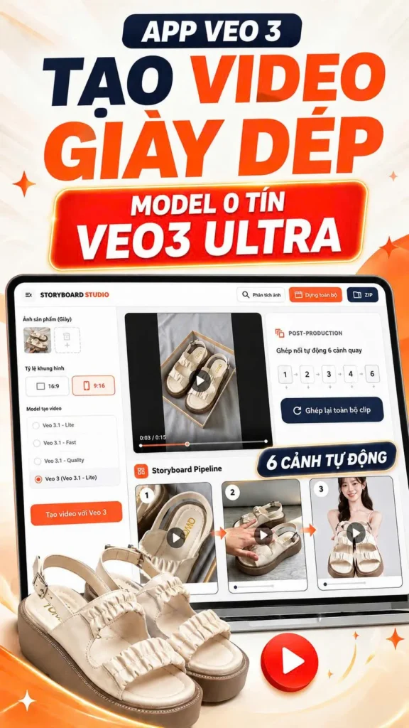 Auto App – tạo video Affiliate giày dép cực đơn giản